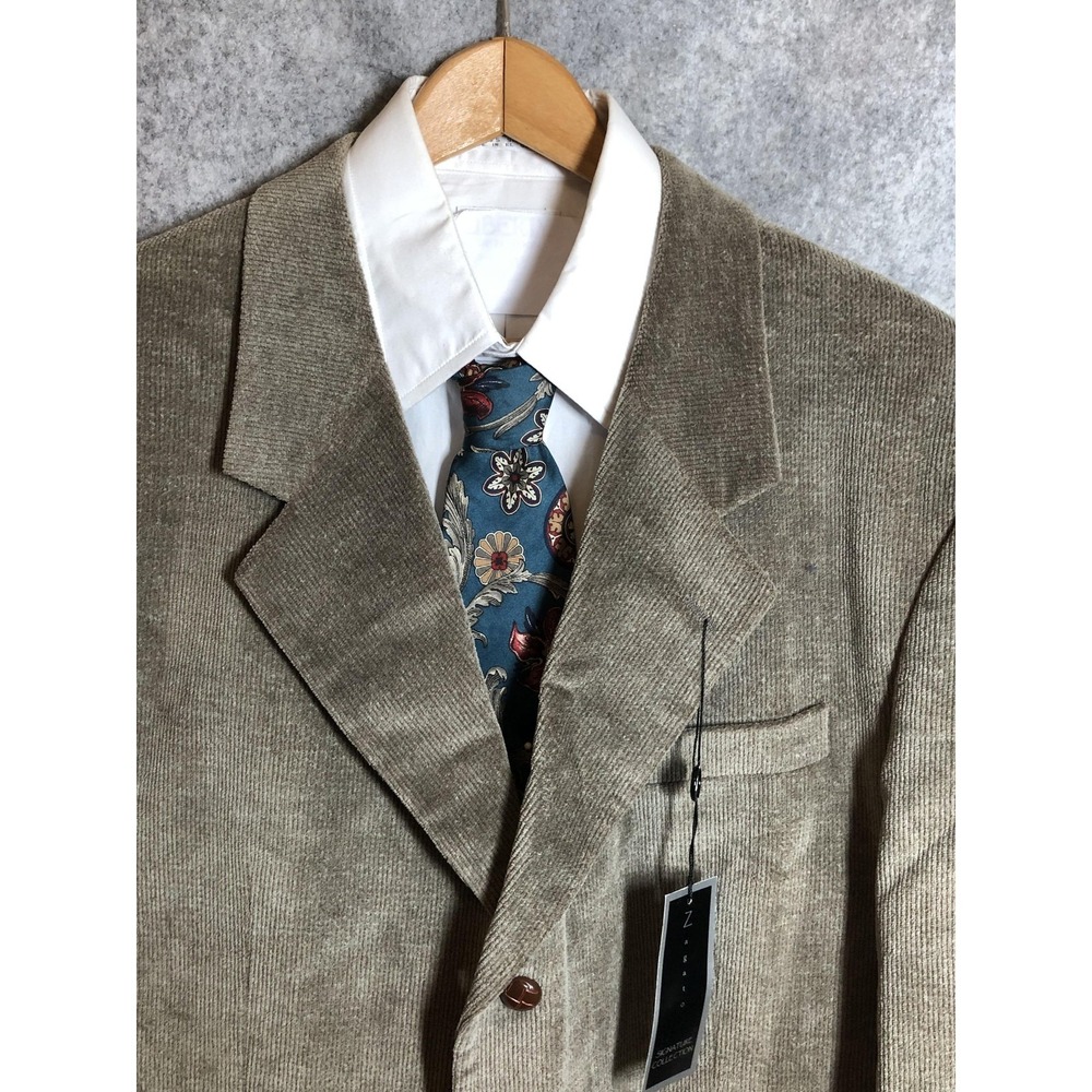 Zagato Blazer Mens 42L Tan Corduroy Sport Coat Signature Collection J'Nigel